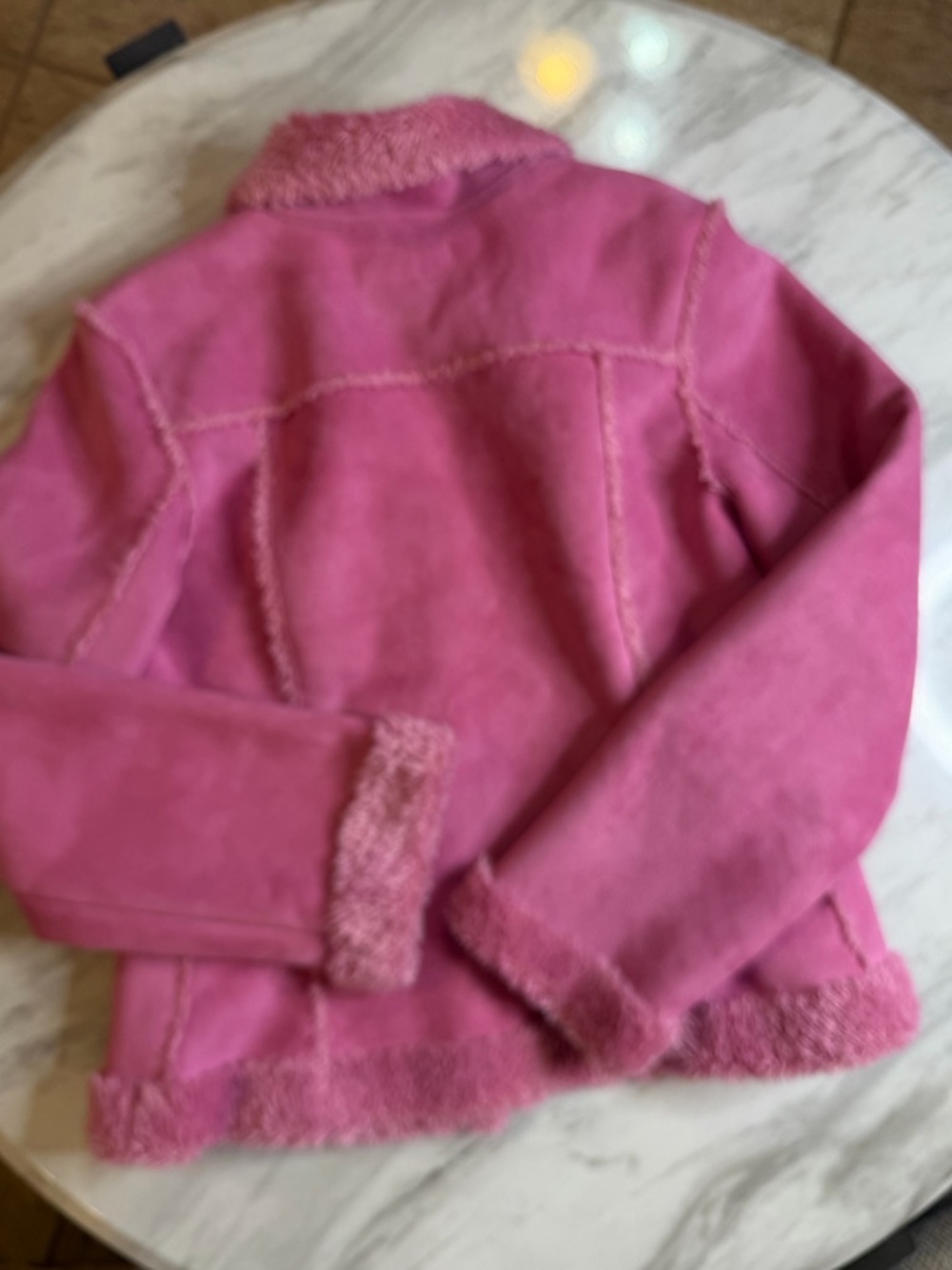 VTG Y2K Mudd Plush Pink Faux Shearling Collar Button Up Groovy Bratz Jacket S - Picture 6 of 6